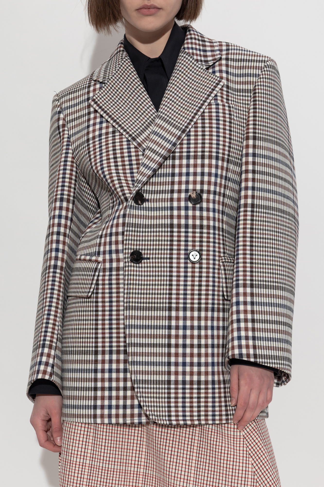 ジャケット BOTTEGA VENETA Double-breasted check blazer Bottega Veneta Double-breasted blazer with check pattern